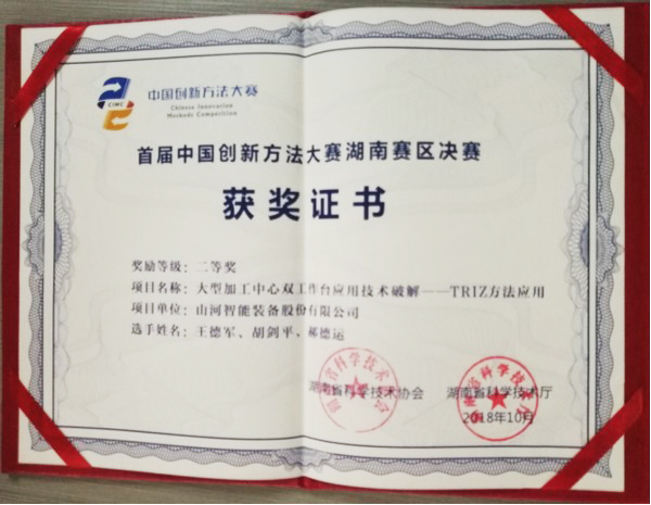 捷報︱中國創(chuàng  )新方法大賽湖南賽區山河智能獲一等獎