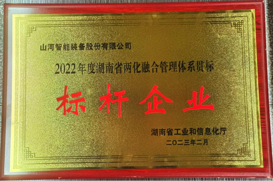 點(diǎn)贊！山河智能獲評2022年度湖南省兩化融合管理體系貫標標桿企業(yè)