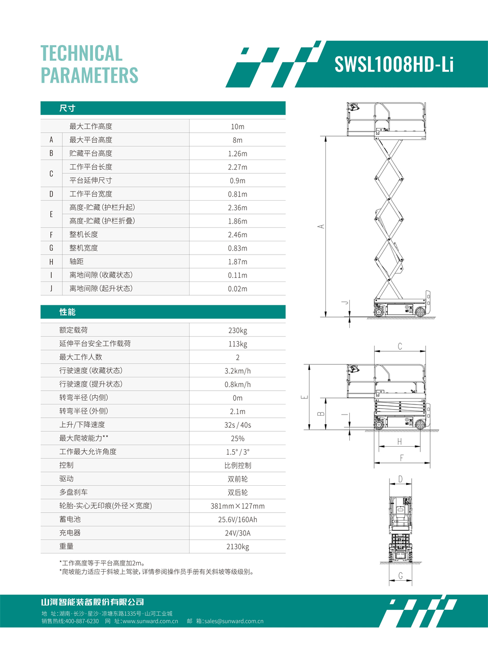 SWSL1008HD Li 電動(dòng)電驅剪叉式高空作業(yè)平臺