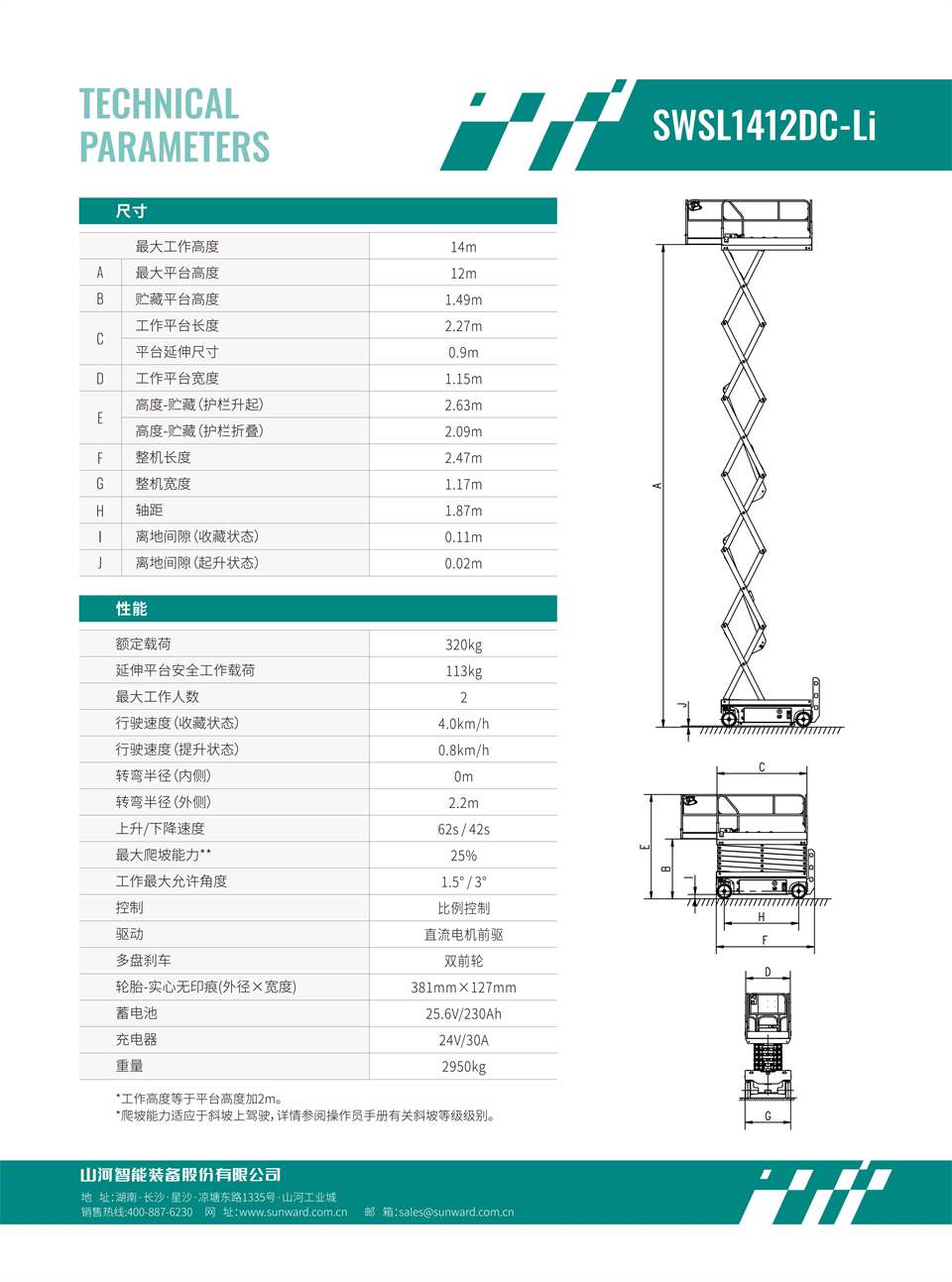 SWSL1412DC Li 電動(dòng)電驅剪叉式高空作業(yè)平臺