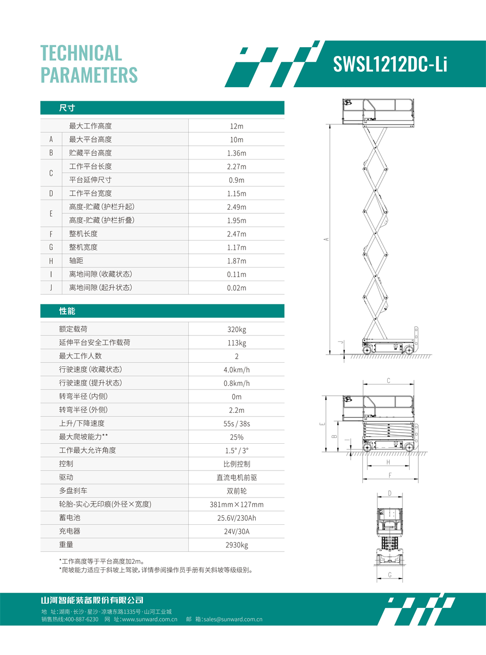SWSL1212DC Li 電動(dòng)電驅剪叉式高空作業(yè)平臺